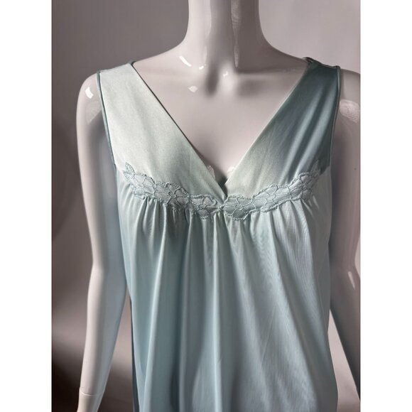 Vanity Fair Vintage Light Blue Nightgown M Made In USA - Picture 9 of 16